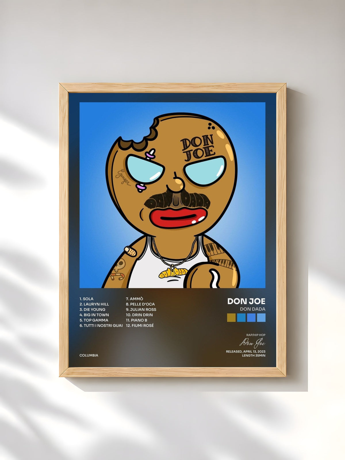 #bois Tableau de l'album DON DADA de Don Joe, cadre en bois brut, imprimé et encadré en France
