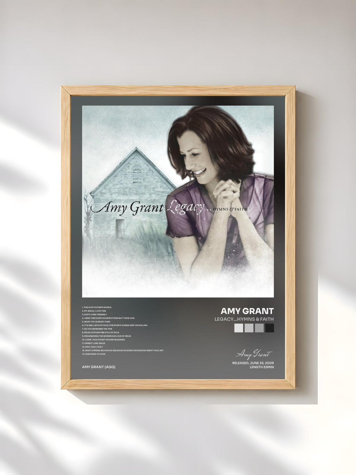 #bois Tableau de l'album Legacy...Hymns & Faith de Amy Grant, cadre en bois brut, imprimé et encadré en France
