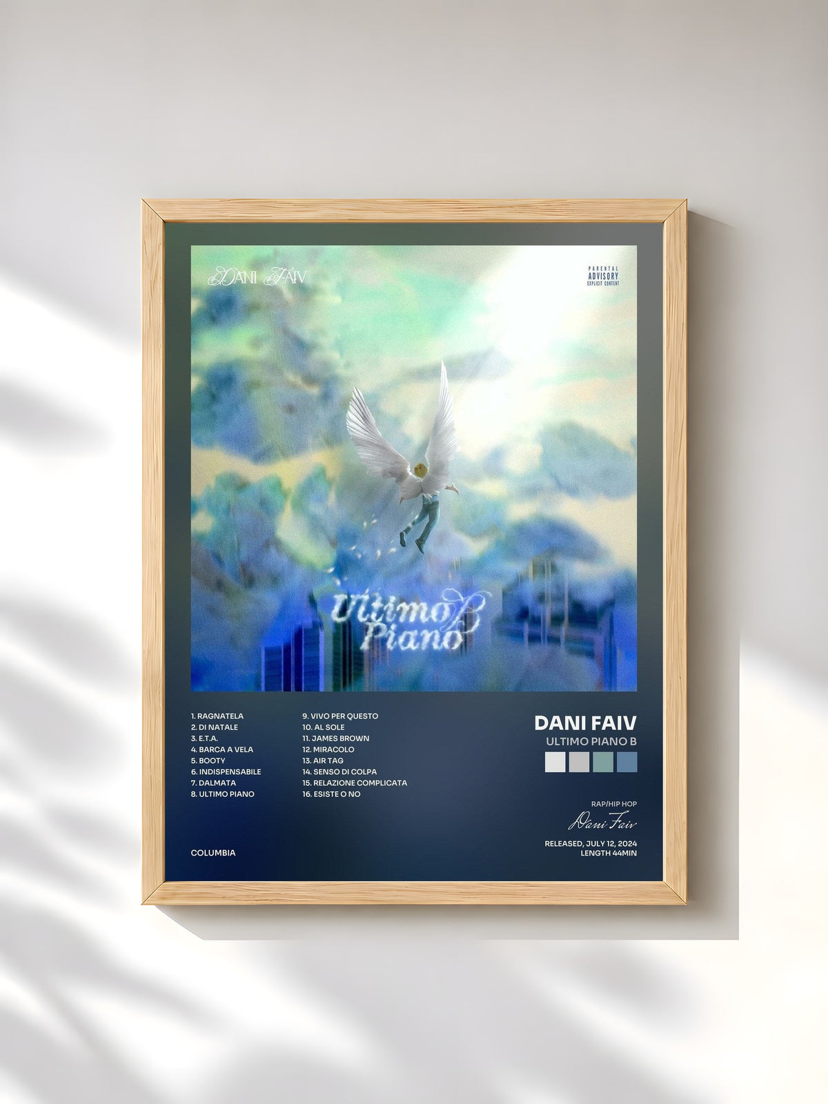 #bois Tableau de l'album Ultimo Piano B de Dani Faiv, cadre en bois brut, imprimé et encadré en France