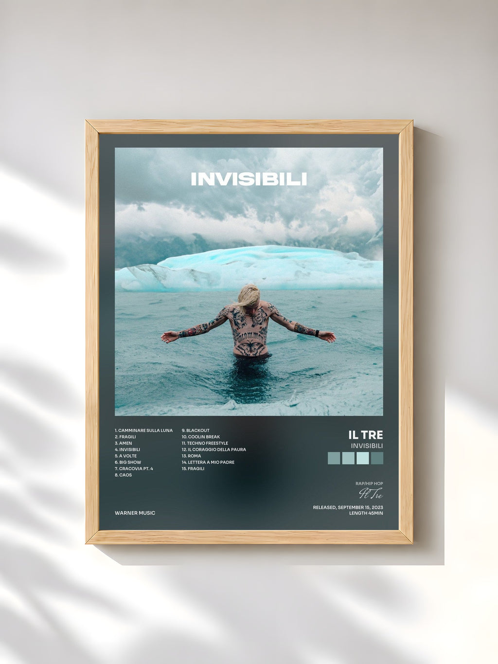 #bois Tableau de l'album INVISIBILI de Il Tre, cadre en bois brut, imprimé et encadré en France