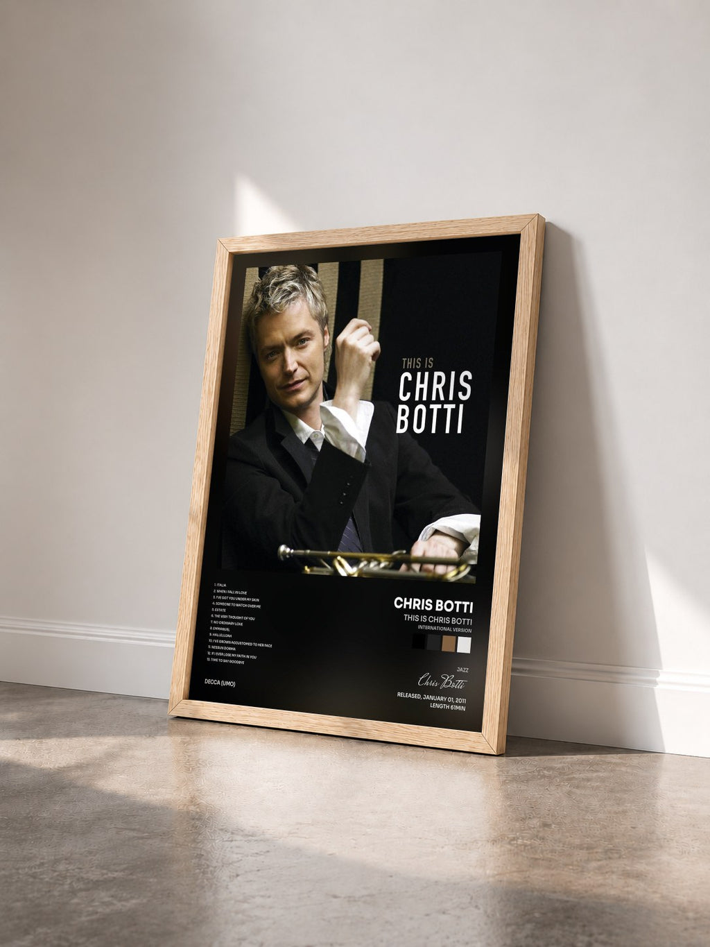 #bois Tableau de l'album This is Chris Botti (International Version) de Chris Botti vu de trois quarts, cadre en bois brut