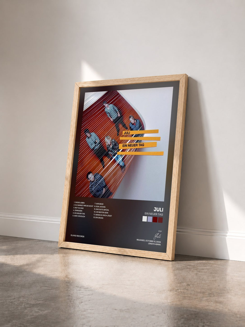 #bois Tableau de l'album Ein neuer Tag de Juli vu de trois quarts, cadre en bois brut