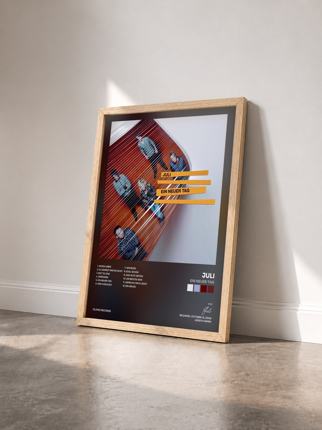 #bois Tableau de l'album Ein neuer Tag de Juli vu de trois quarts, cadre en bois brut