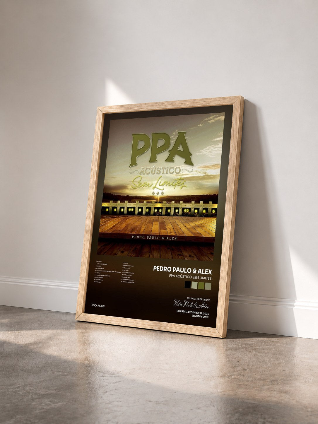 #bois Tableau de l'album PPA Acústico Sem Limites de Pedro Paulo & Alex vu de trois quarts, cadre en bois brut