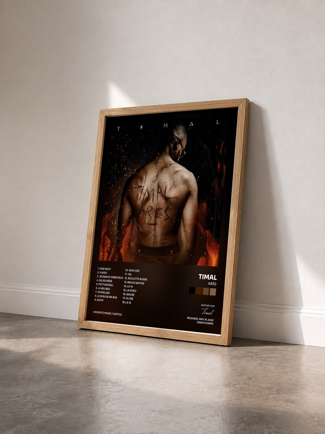 #bois Tableau de l'album Arès de Timal vu de trois quarts, cadre en bois brut