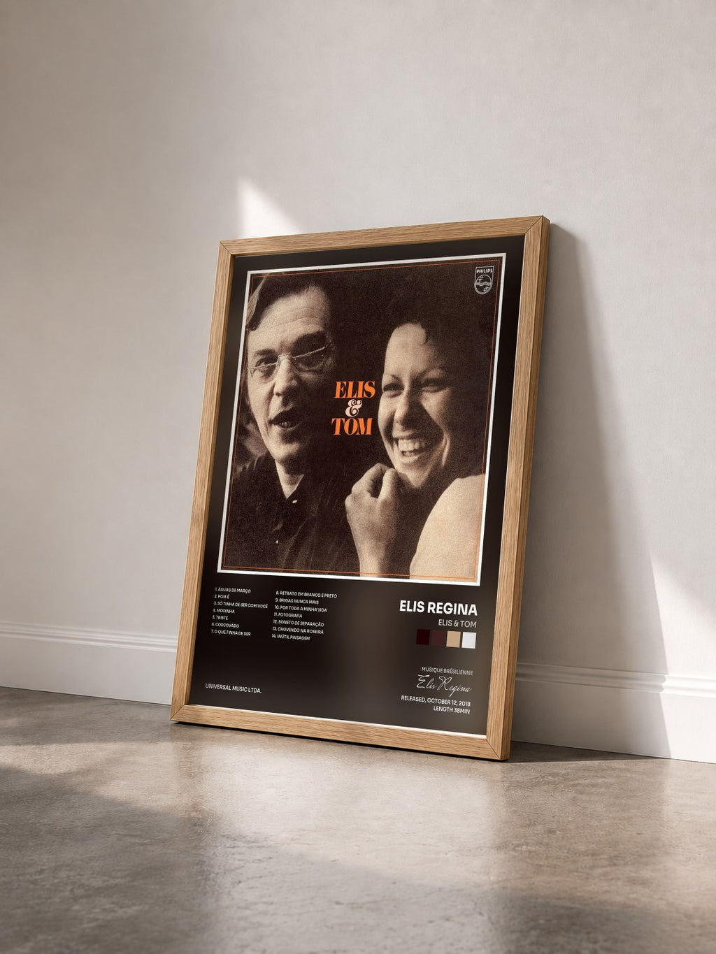 #bois Tableau de l'album Elis & Tom de Elis Regina vu de trois quarts, cadre en bois brut