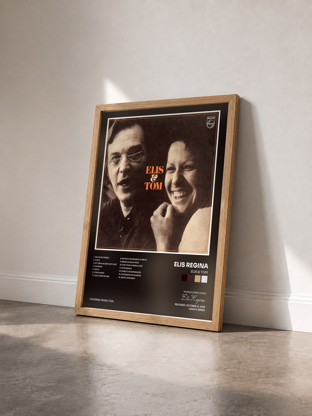 #bois Tableau de l'album Elis & Tom de Elis Regina vu de trois quarts, cadre en bois brut