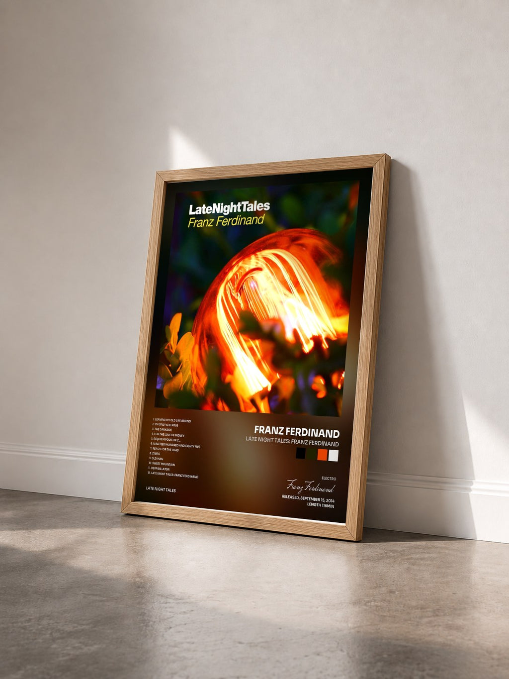 #bois Tableau de l'album Late Night Tales: Franz Ferdinand de Franz Ferdinand vu de trois quarts, cadre en bois brut