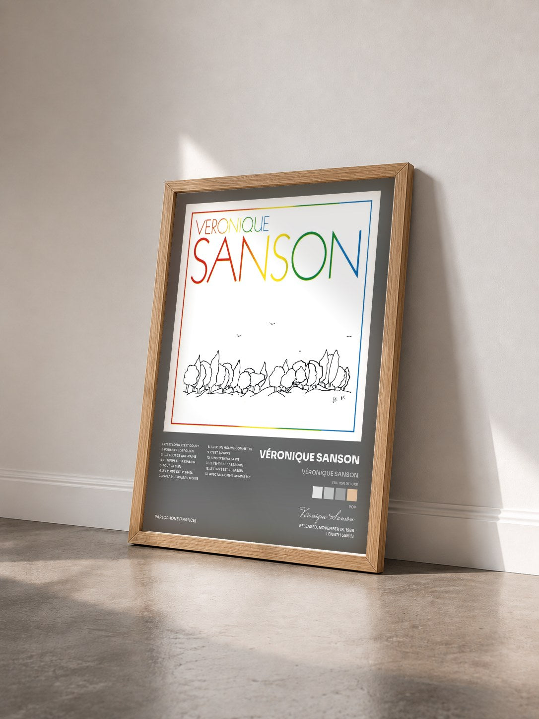 #bois Tableau de l'album Véronique Sanson (Edition Deluxe) de Véronique Sanson vu de trois quarts, cadre en bois brut