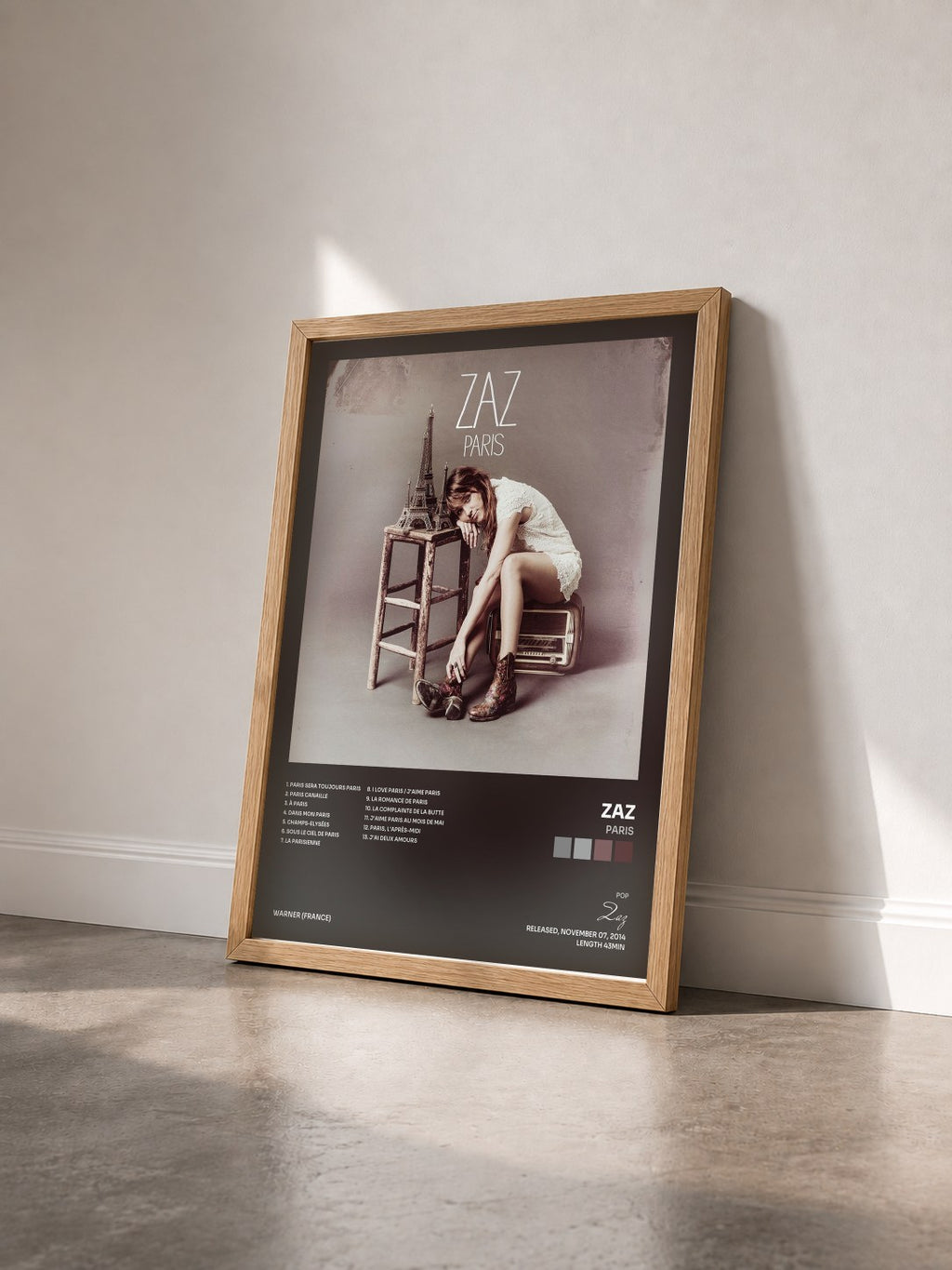 #bois Tableau de l'album Paris de Zaz vu de trois quarts, cadre en bois brut