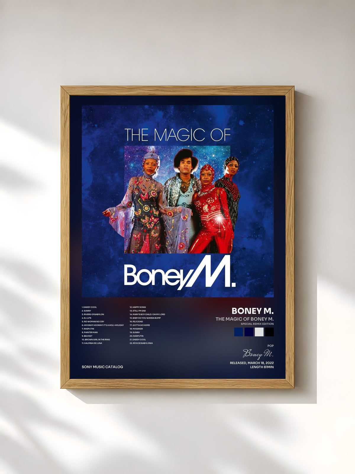 #bois Tableau de l'album The Magic Of Boney M. (Special Remix Edition) de Boney M., cadre en bois brut, imprimé et encadré en France