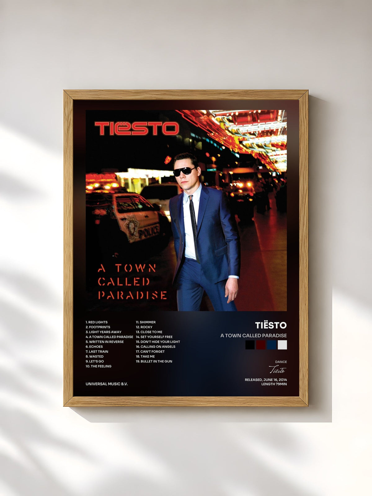 #bois Tableau de l'album A Town Called Paradise de Tiësto, cadre en bois brut, imprimé et encadré en France