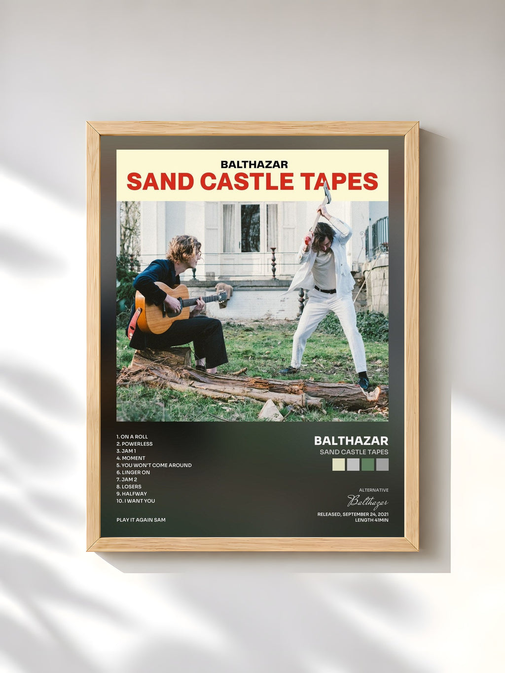 #bois Tableau de l'album Sand Castle Tapes de Balthazar, cadre en bois brut, imprimé et encadré en France