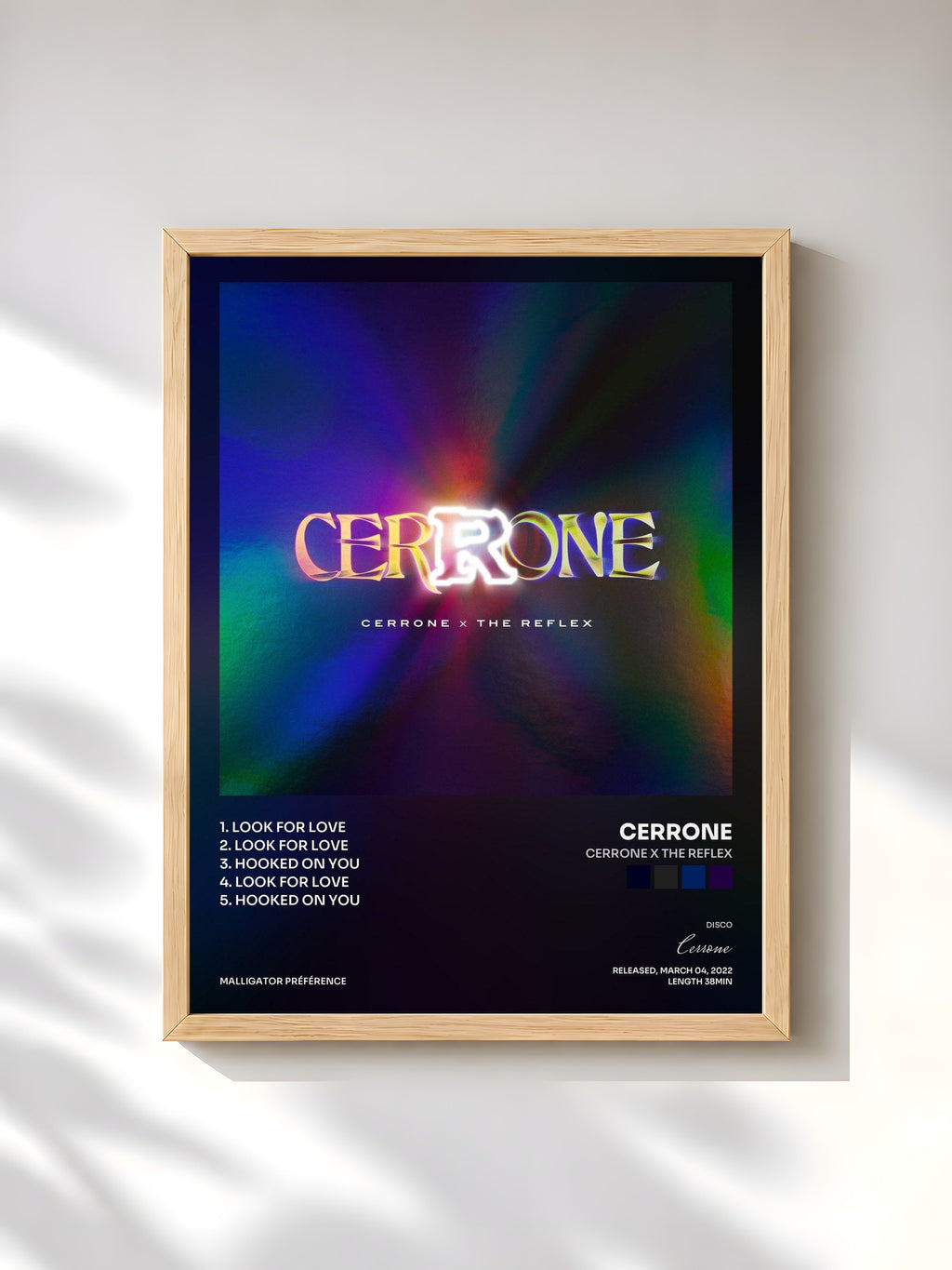 #bois Tableau de l'album Cerrone X The Reflex de Cerrone, cadre en bois brut, imprimé et encadré en France
