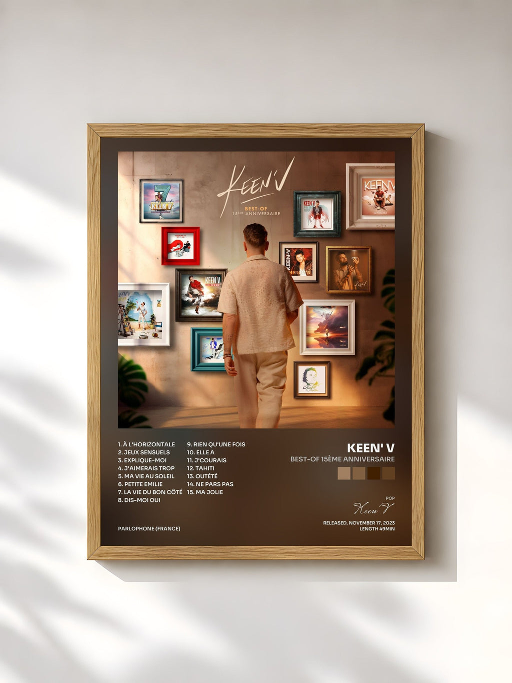#bois Tableau de l'album Best-Of 15ème Anniversaire de Keen' V, cadre en bois brut, imprimé et encadré en France