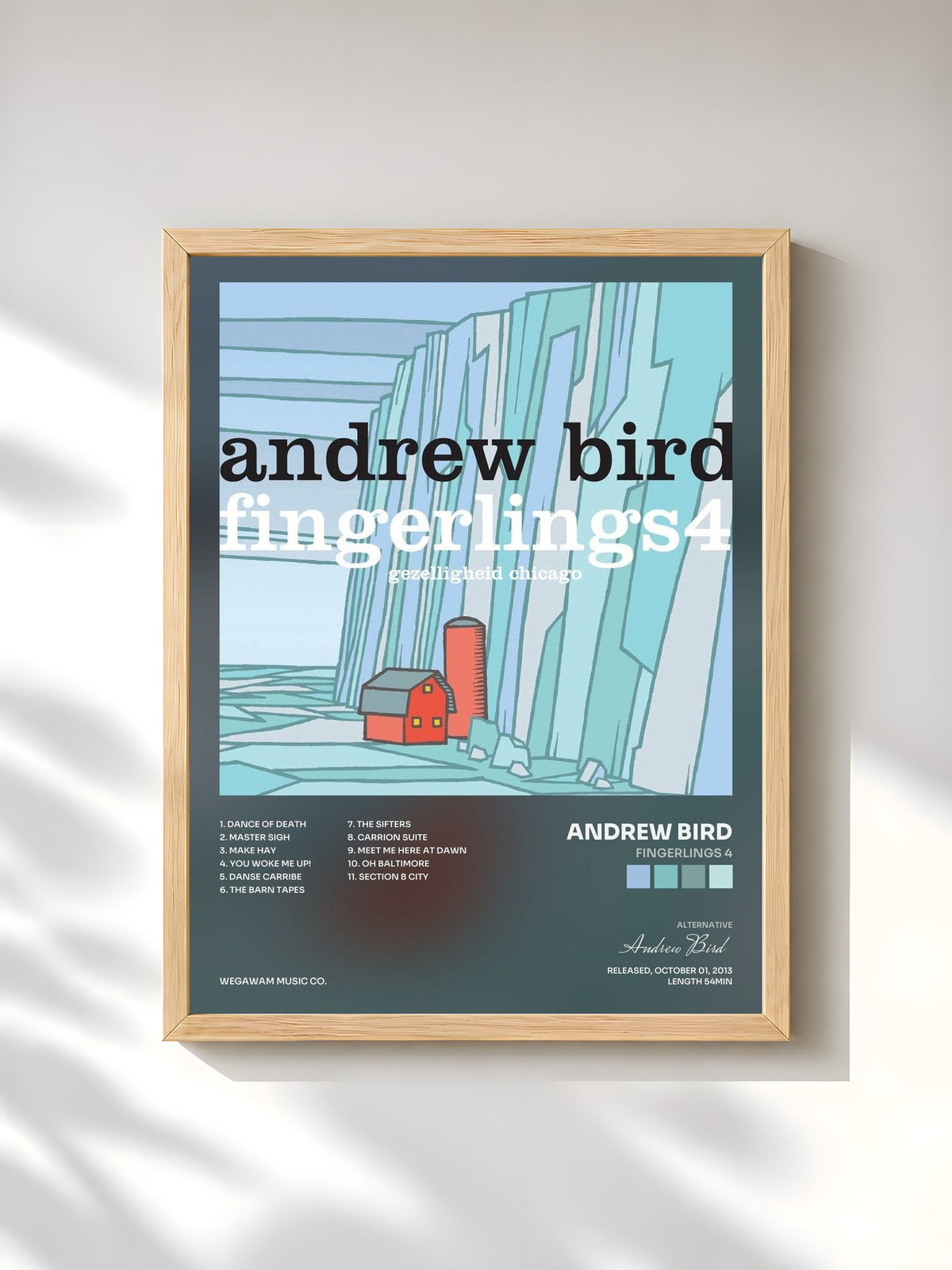 #bois Tableau de l'album Fingerlings 4 de Andrew Bird, cadre en bois brut, imprimé et encadré en France