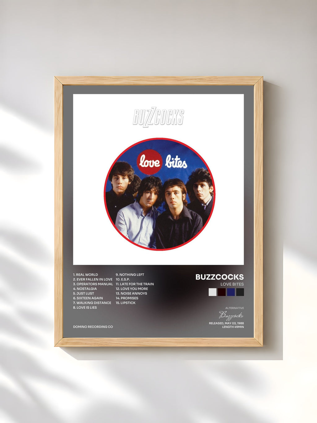 #bois Tableau de l'album Love Bites de Buzzcocks, cadre en bois brut, imprimé et encadré en France