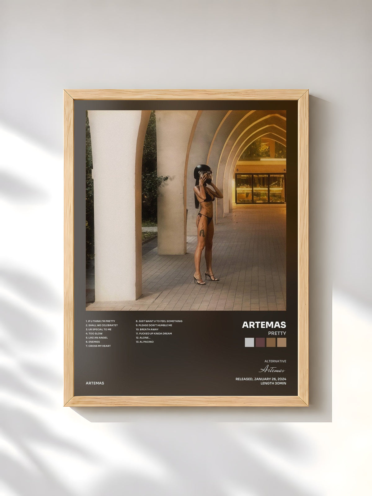 #bois Tableau de l'album pretty de Artemas, cadre en bois brut, imprimé et encadré en France
