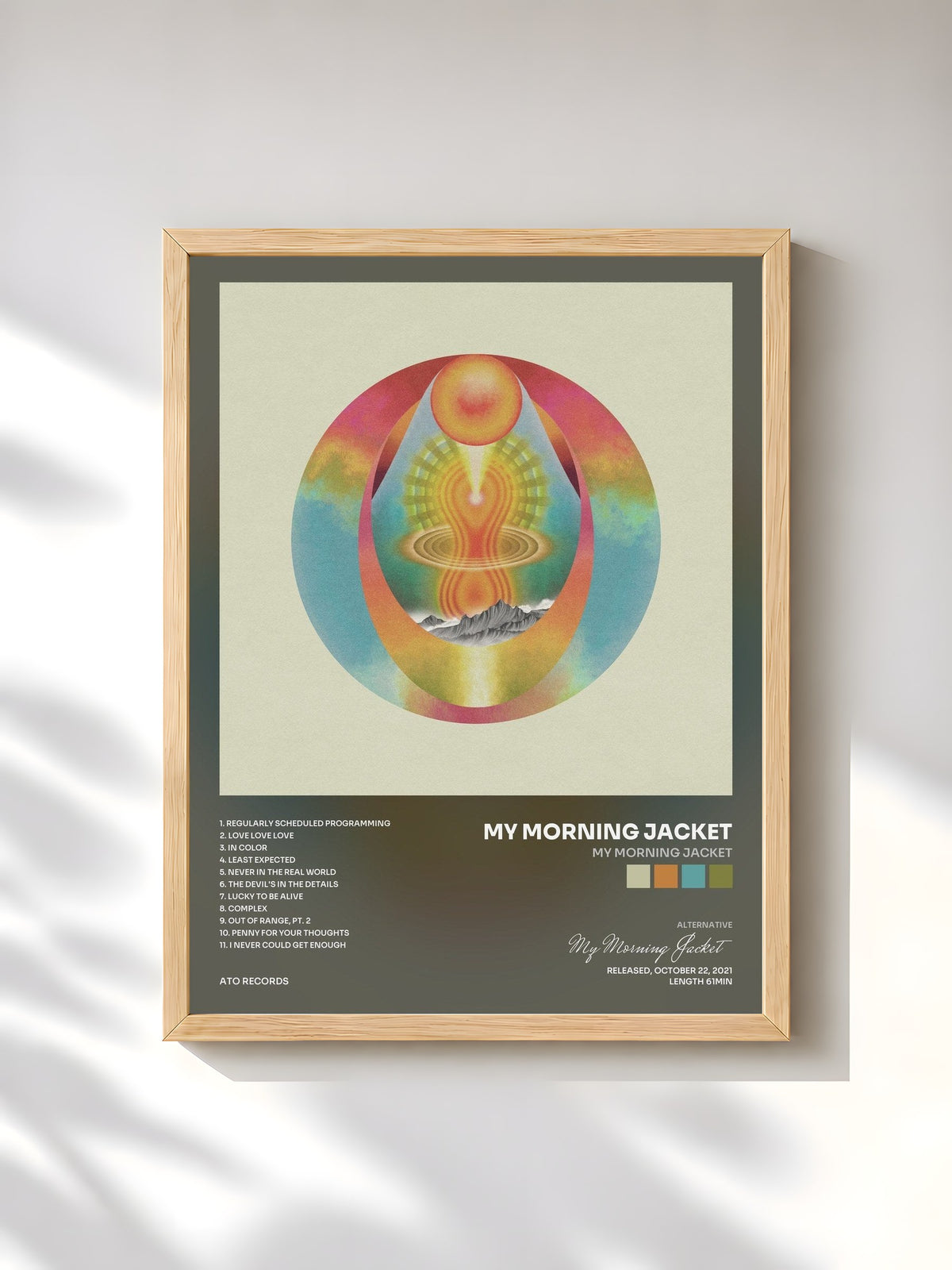 #bois Tableau de l'album My Morning Jacket de My Morning Jacket, cadre en bois brut, imprimé et encadré en France