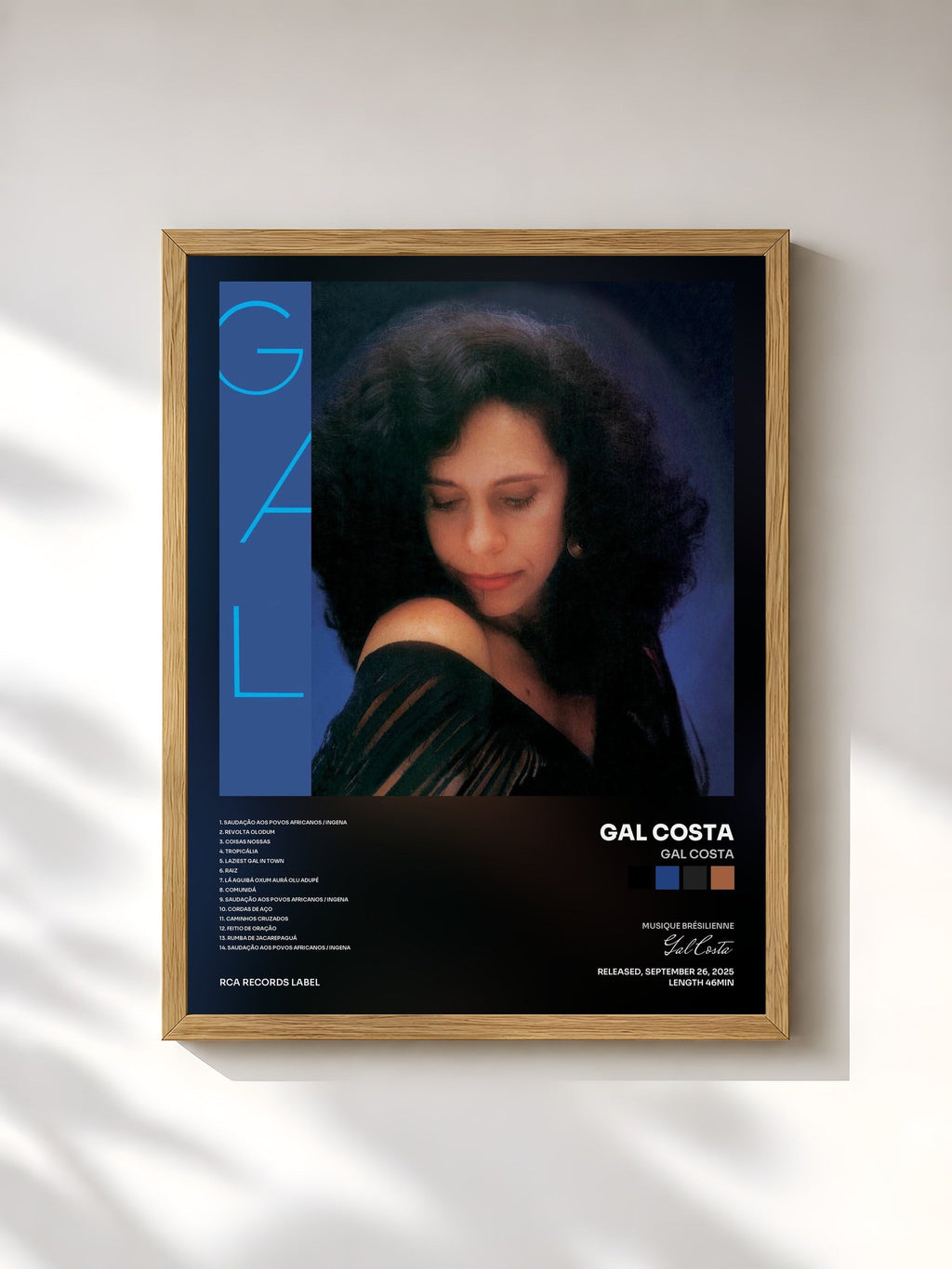 #bois Tableau de l'album Gal Costa de Gal Costa, cadre en bois brut, imprimé et encadré en France
