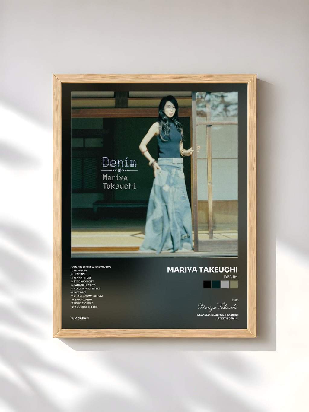 #bois Tableau de l'album Denim de Mariya Takeuchi, cadre en bois brut, imprimé et encadré en France