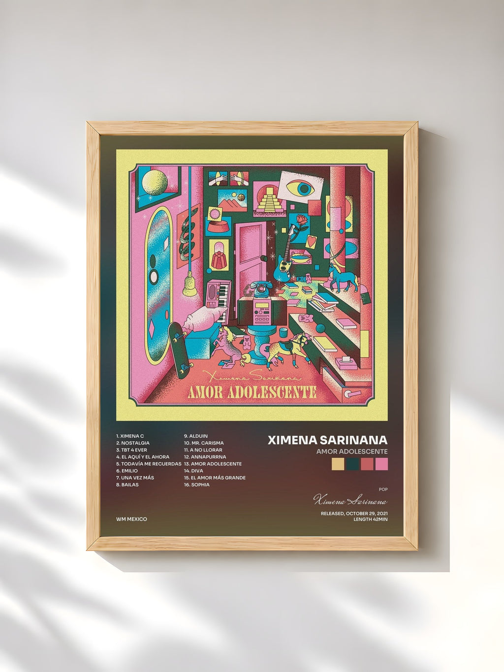 #bois Tableau de l'album Amor Adolescente de Ximena Sarinana, cadre en bois brut, imprimé et encadré en France