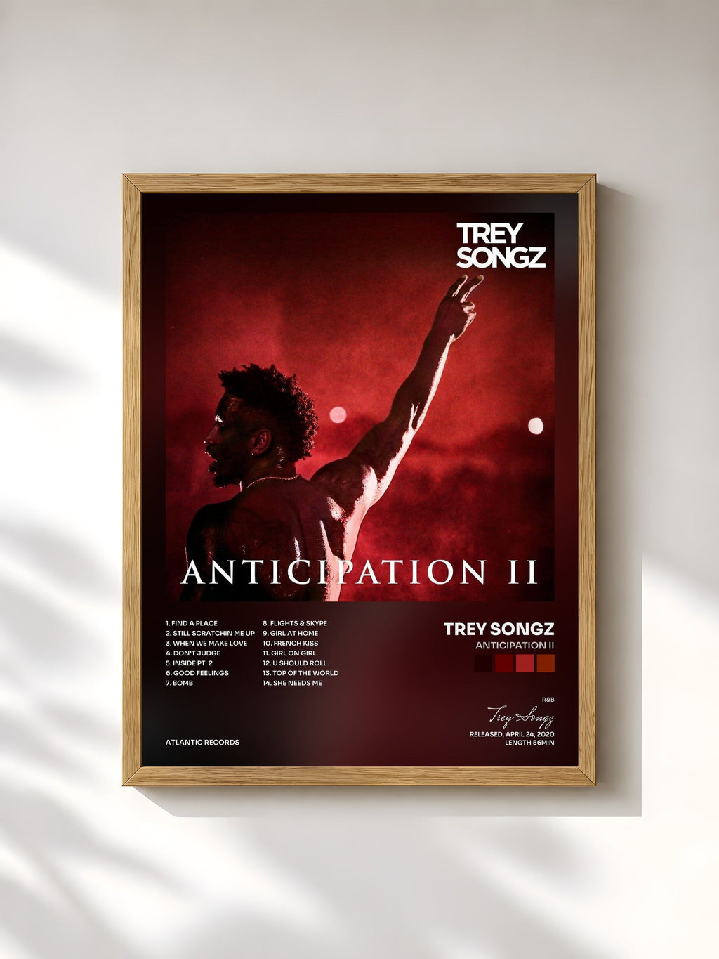 #bois Tableau de l'album Anticipation II de Trey Songz, cadre en bois brut, imprimé et encadré en France