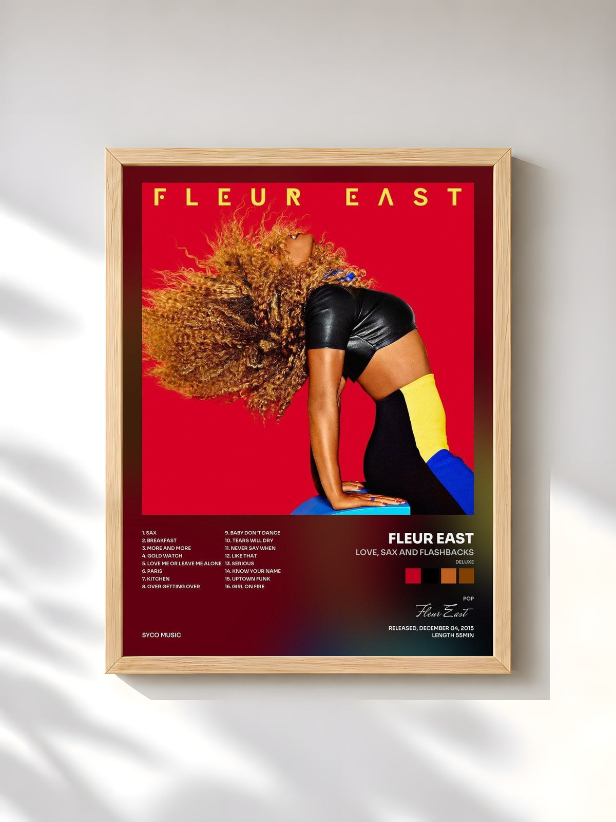 #bois Tableau de l'album Love, Sax and Flashbacks (Deluxe) de Fleur East, cadre en bois brut, imprimé et encadré en France