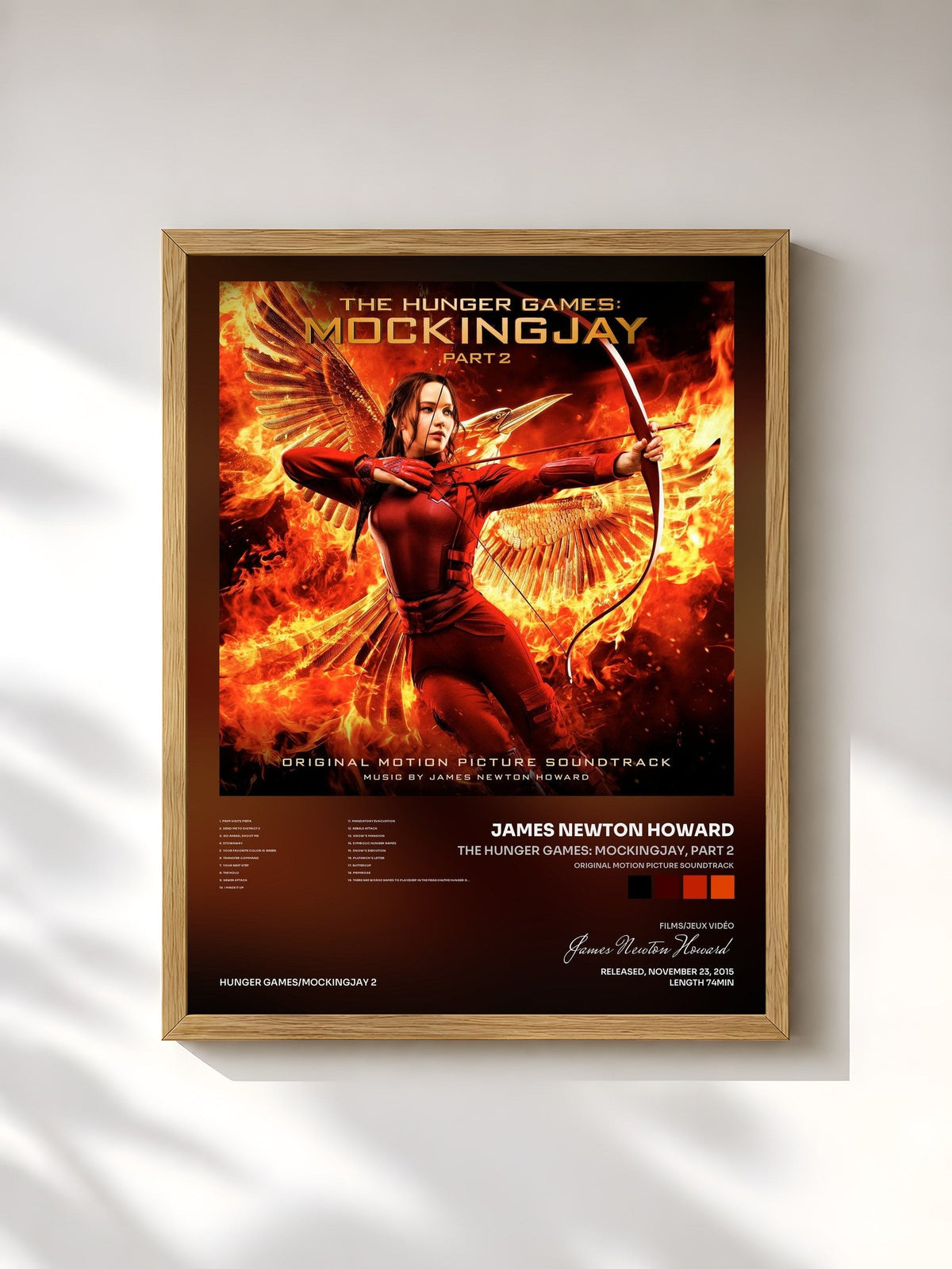 #bois Tableau de l'album The Hunger Games: Mockingjay, Part 2 (Original Motion Picture Soundtrack) de James Newton Howard, cadre en bois brut, imprimé et encadré en France