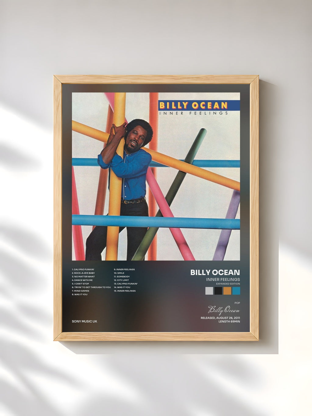 #bois Tableau de l'album Inner Feelings (Expanded Edition) de Billy Ocean, cadre en bois brut, imprimé et encadré en France