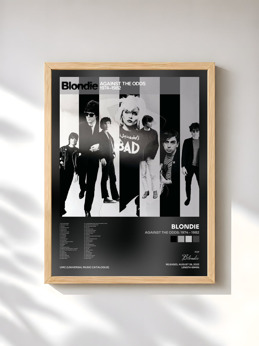 #bois Tableau de l'album Against The Odds: 1974 - 1982 de Blondie, cadre en bois brut, imprimé et encadré en France