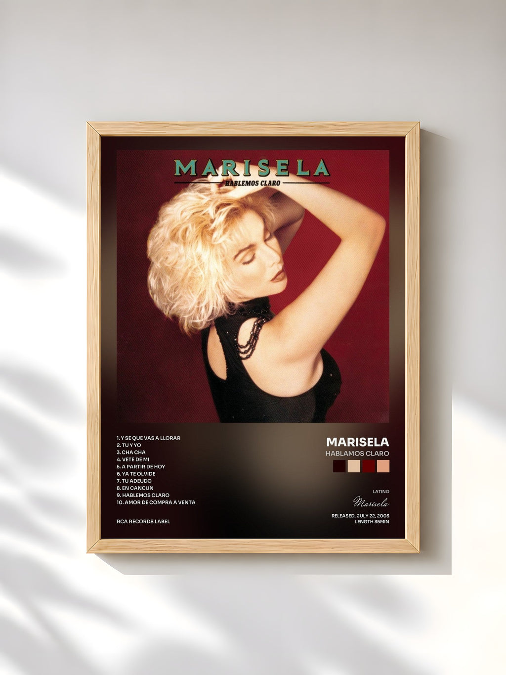 #bois Tableau de l'album Hablamos Claro de Marisela, cadre en bois brut, imprimé et encadré en France