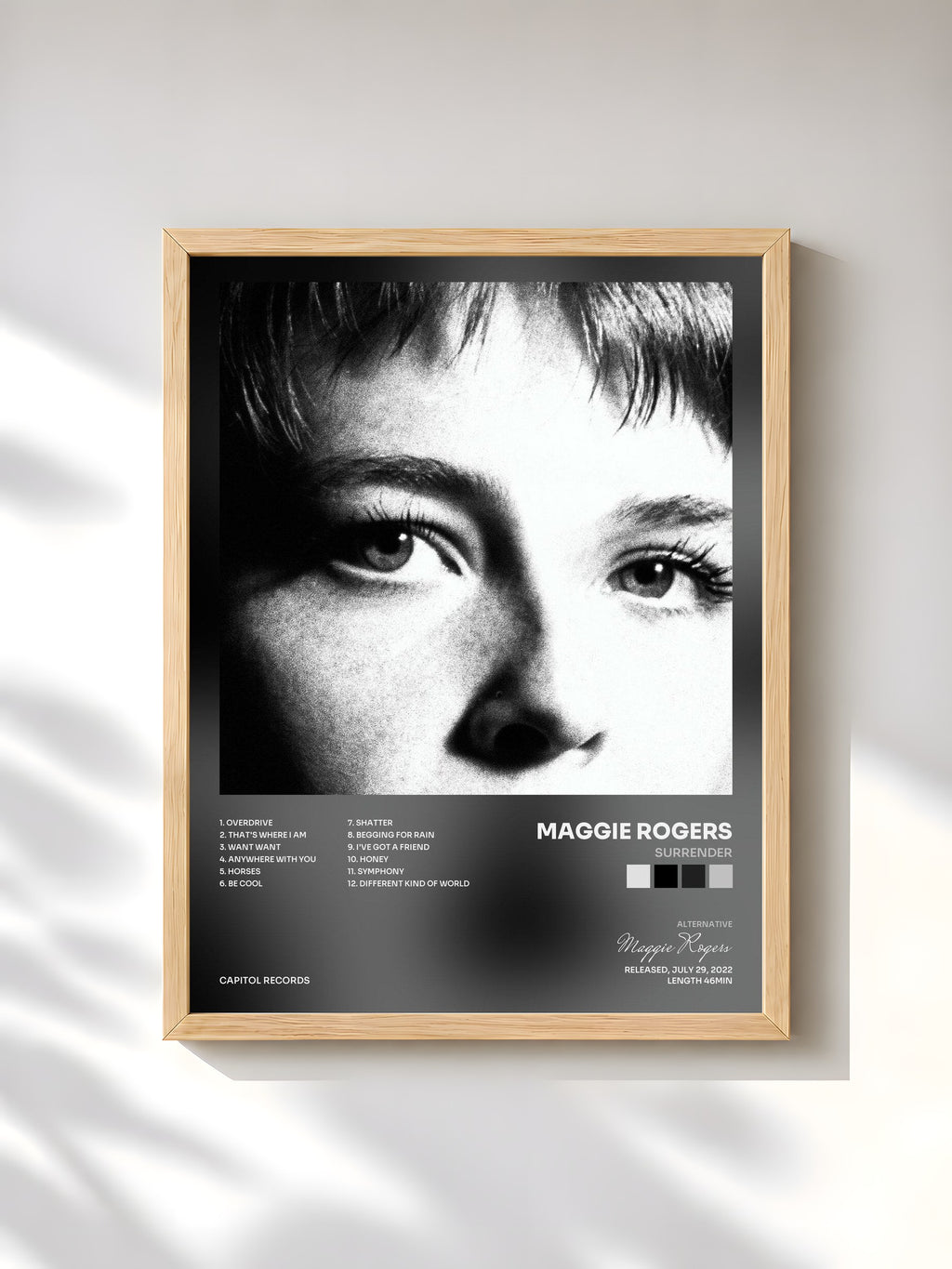 #bois Tableau de l'album Surrender de Maggie Rogers, cadre en bois brut, imprimé et encadré en France
