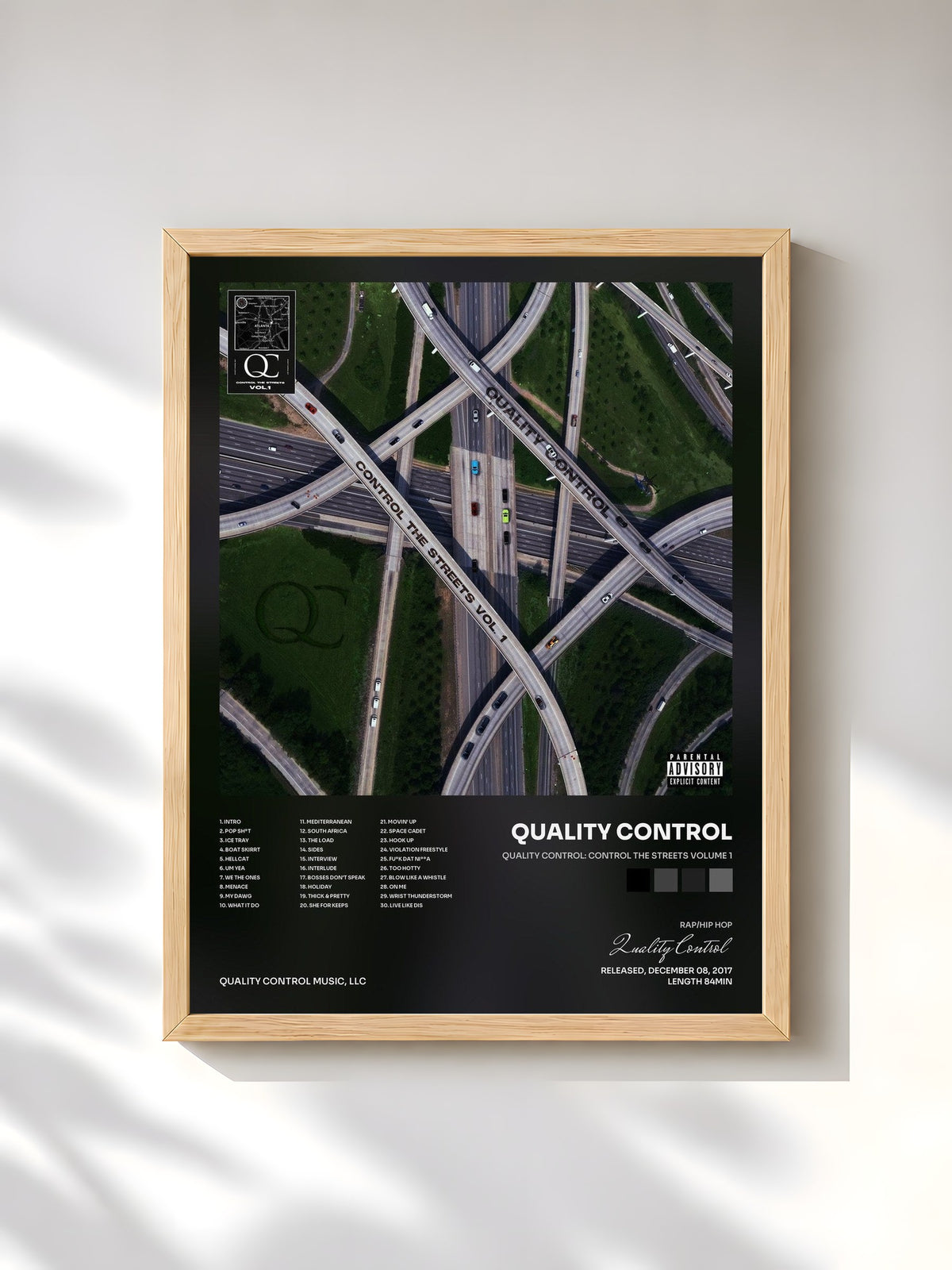 #bois Tableau de l'album Quality Control: Control The Streets Volume 1 de Quality Control, cadre en bois brut, imprimé et encadré en France