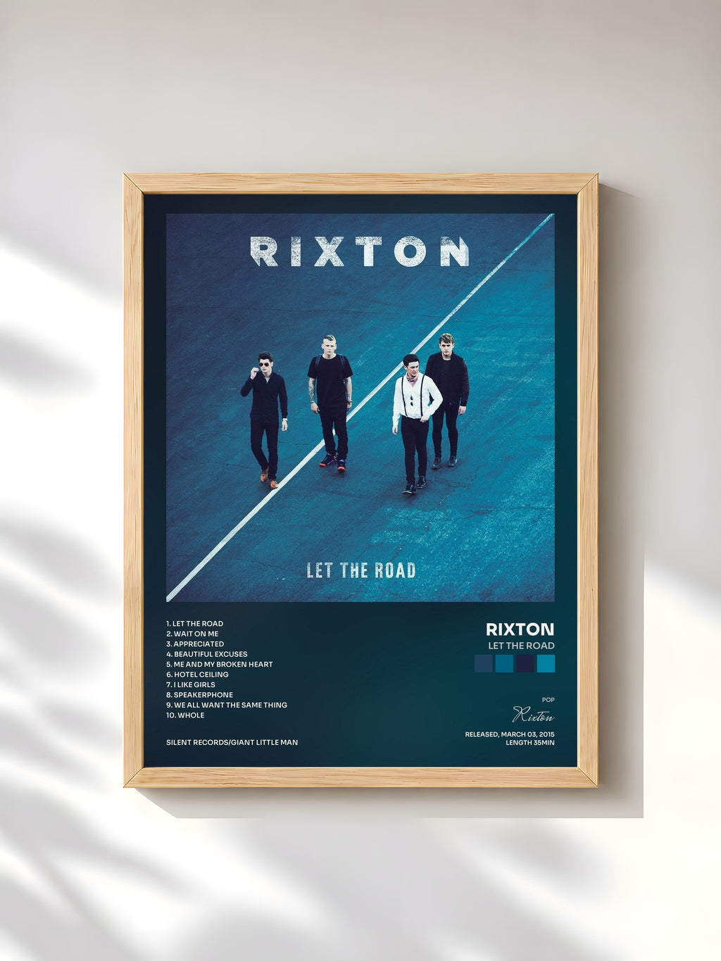 #bois Tableau de l'album Let The Road de Rixton, cadre en bois brut, imprimé et encadré en France