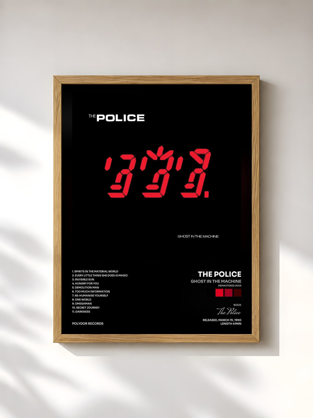 #bois Tableau de l'album Ghost In The Machine (Remastered 2003) de The Police, cadre en bois brut, imprimé et encadré en France