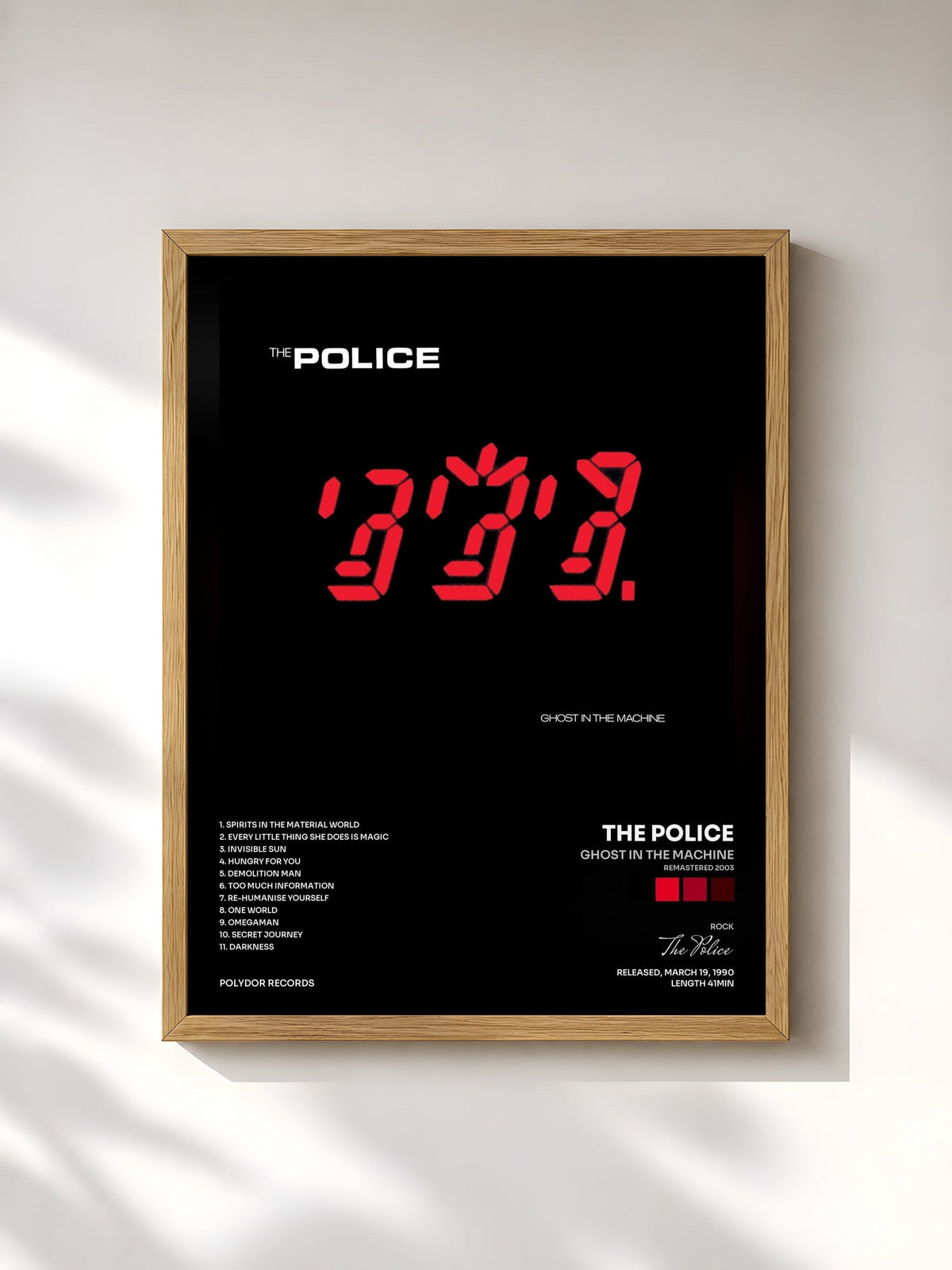 #bois Tableau de l'album Ghost In The Machine (Remastered 2003) de The Police, cadre en bois brut, imprimé et encadré en France