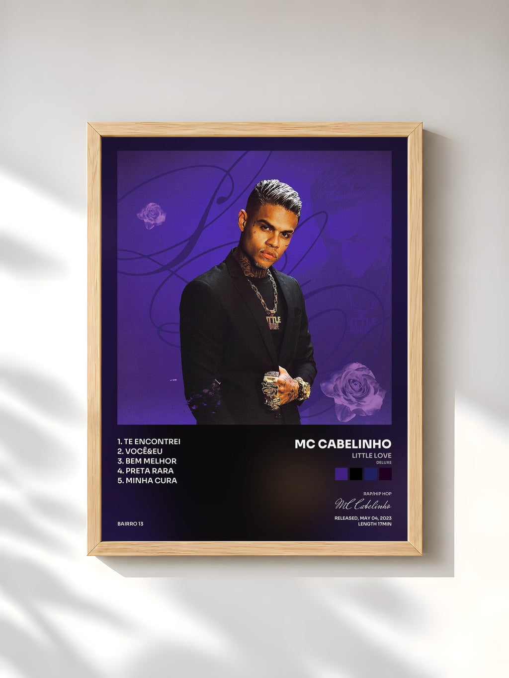 #bois Tableau de l'album LITTLE LOVE (DELUXE) de MC Cabelinho, cadre en bois brut, imprimé et encadré en France