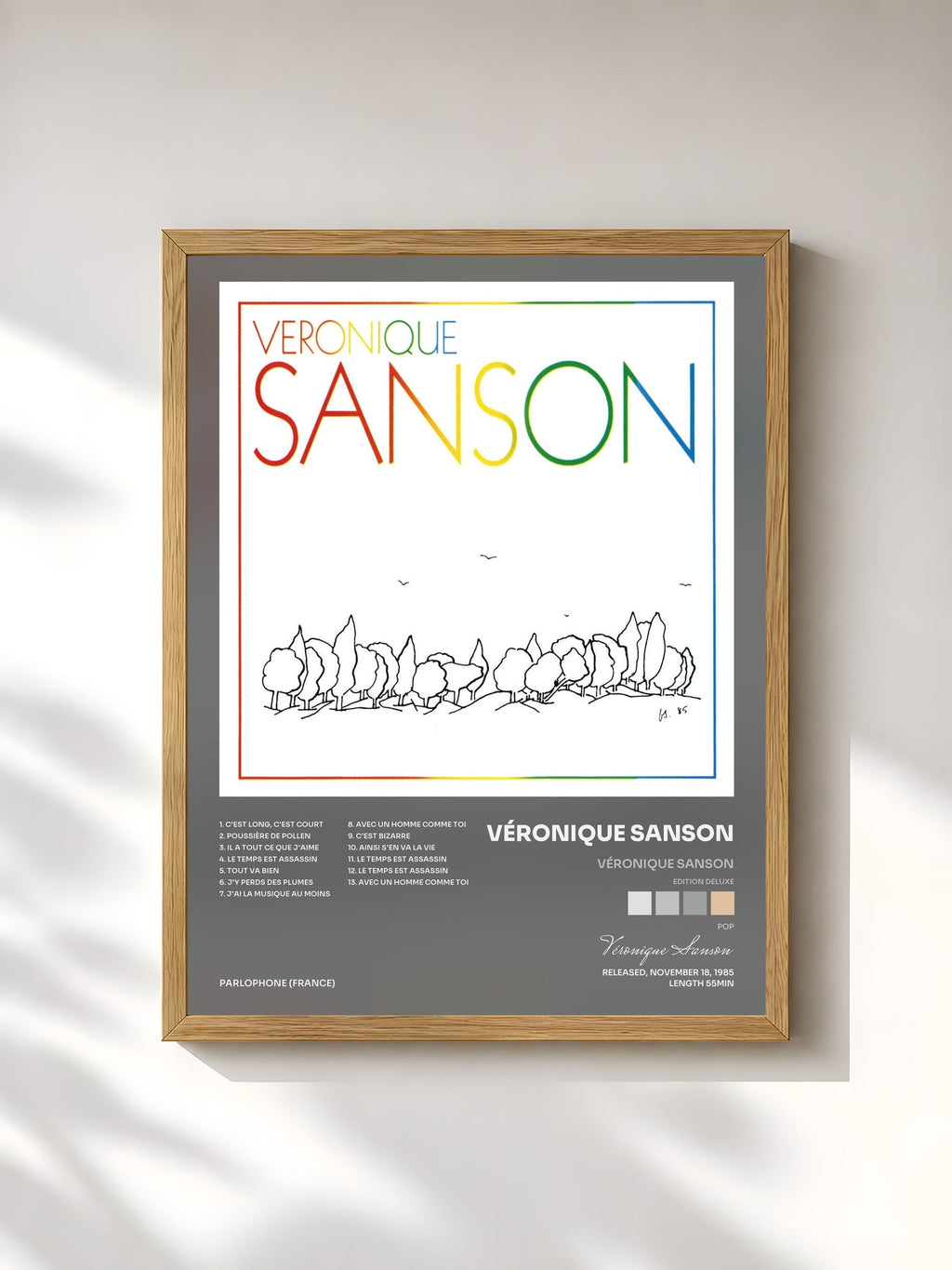 #bois Tableau de l'album Véronique Sanson (Edition Deluxe) de Véronique Sanson, cadre en bois brut, imprimé et encadré en France