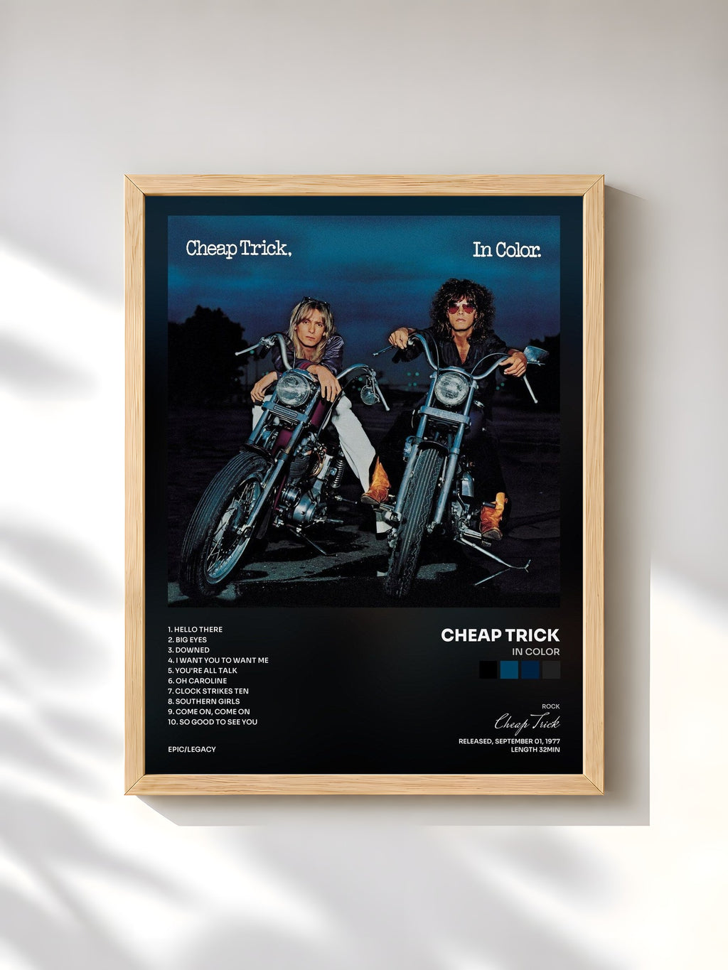 #bois Tableau de l'album In Color de Cheap Trick, cadre en bois brut, imprimé et encadré en France