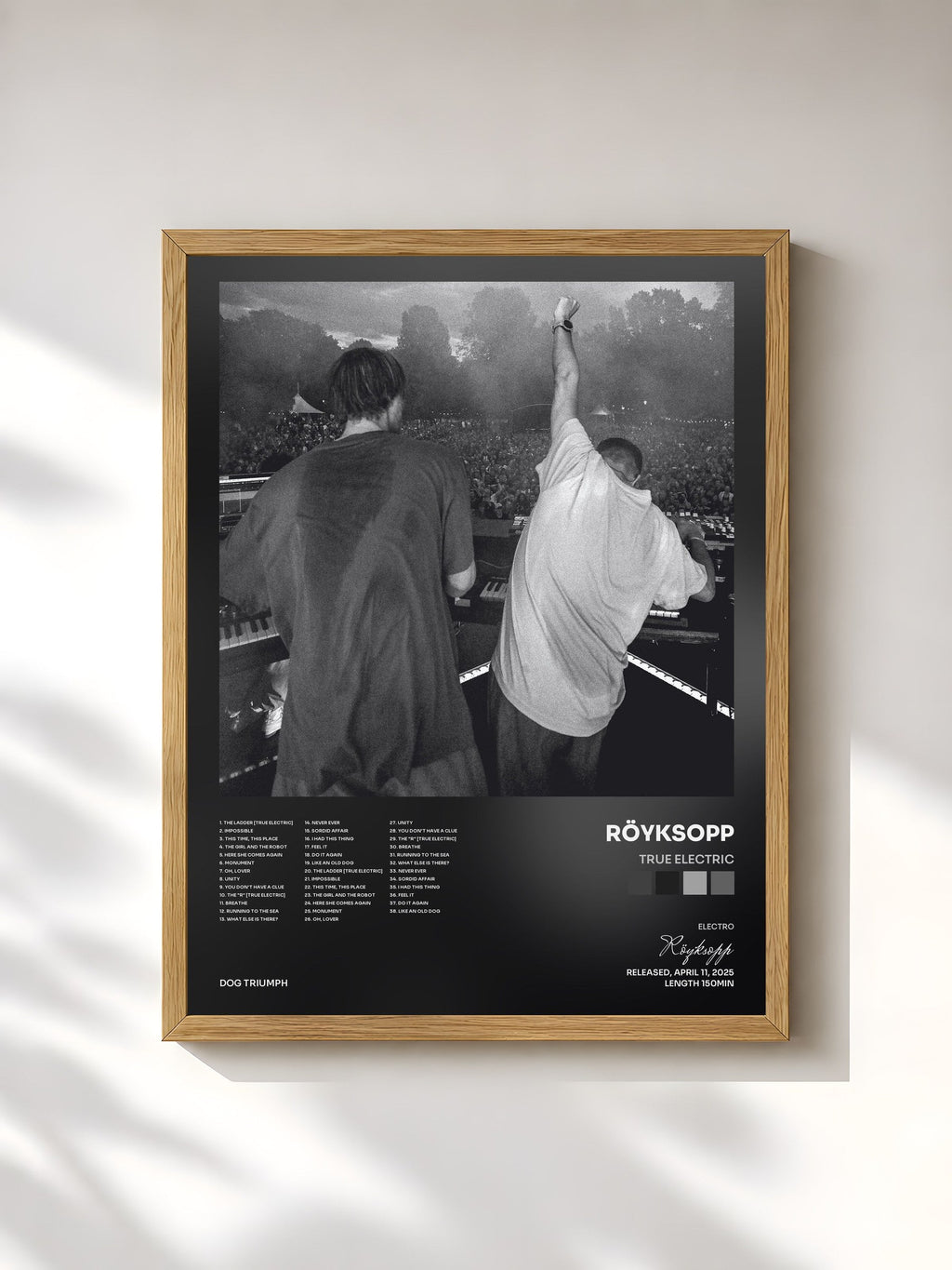 #bois Tableau de l'album True Electric de Röyksopp, cadre en bois brut, imprimé et encadré en France
