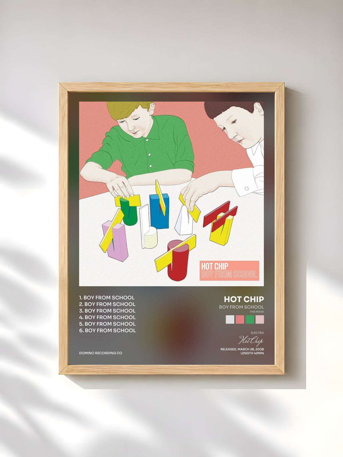 #bois Tableau de l'album Boy From School (The Mixes) de Hot Chip, cadre en bois brut, imprimé et encadré en France