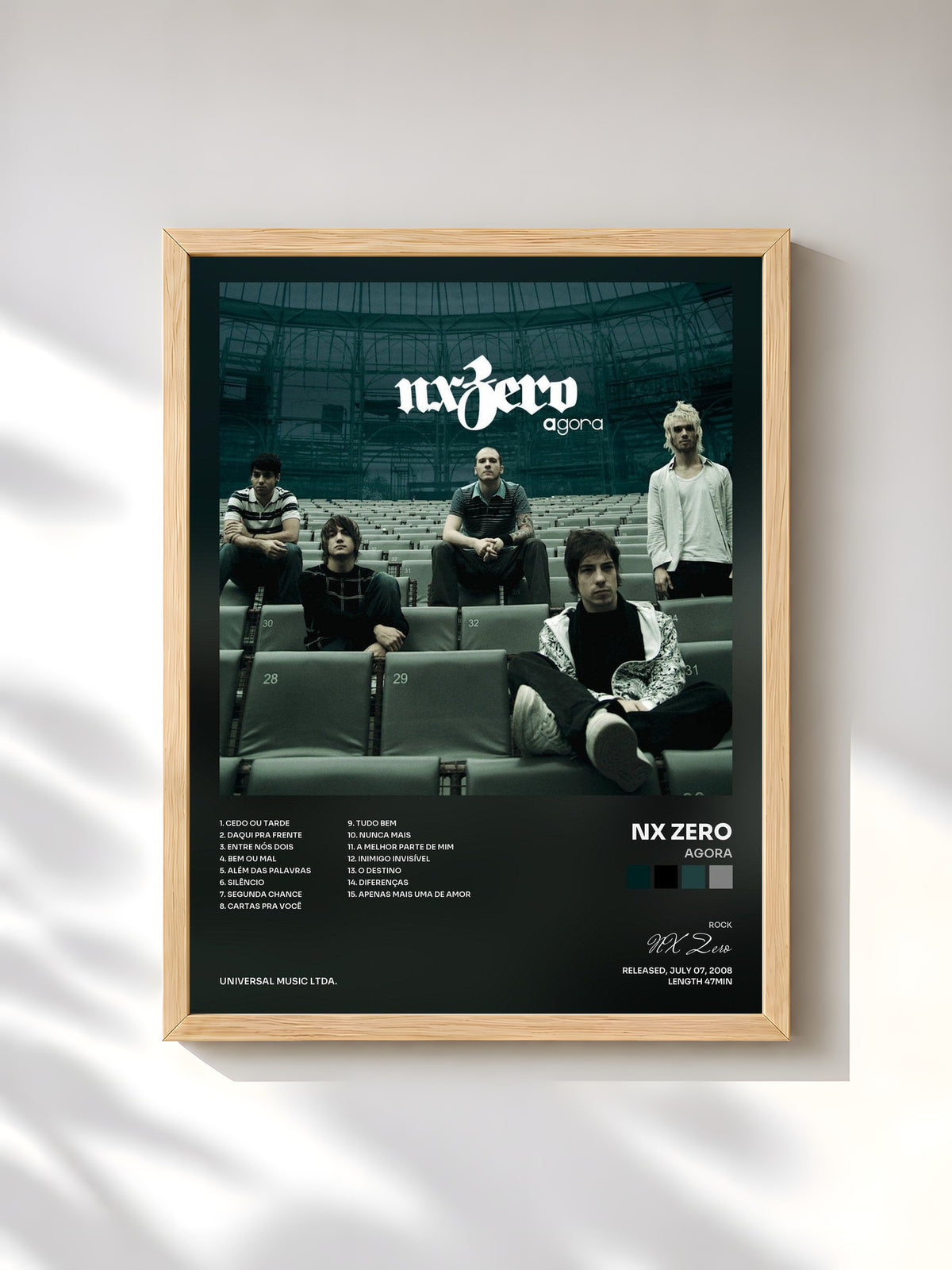 #bois Tableau de l'album Agora de NX Zero, cadre en bois brut, imprimé et encadré en France