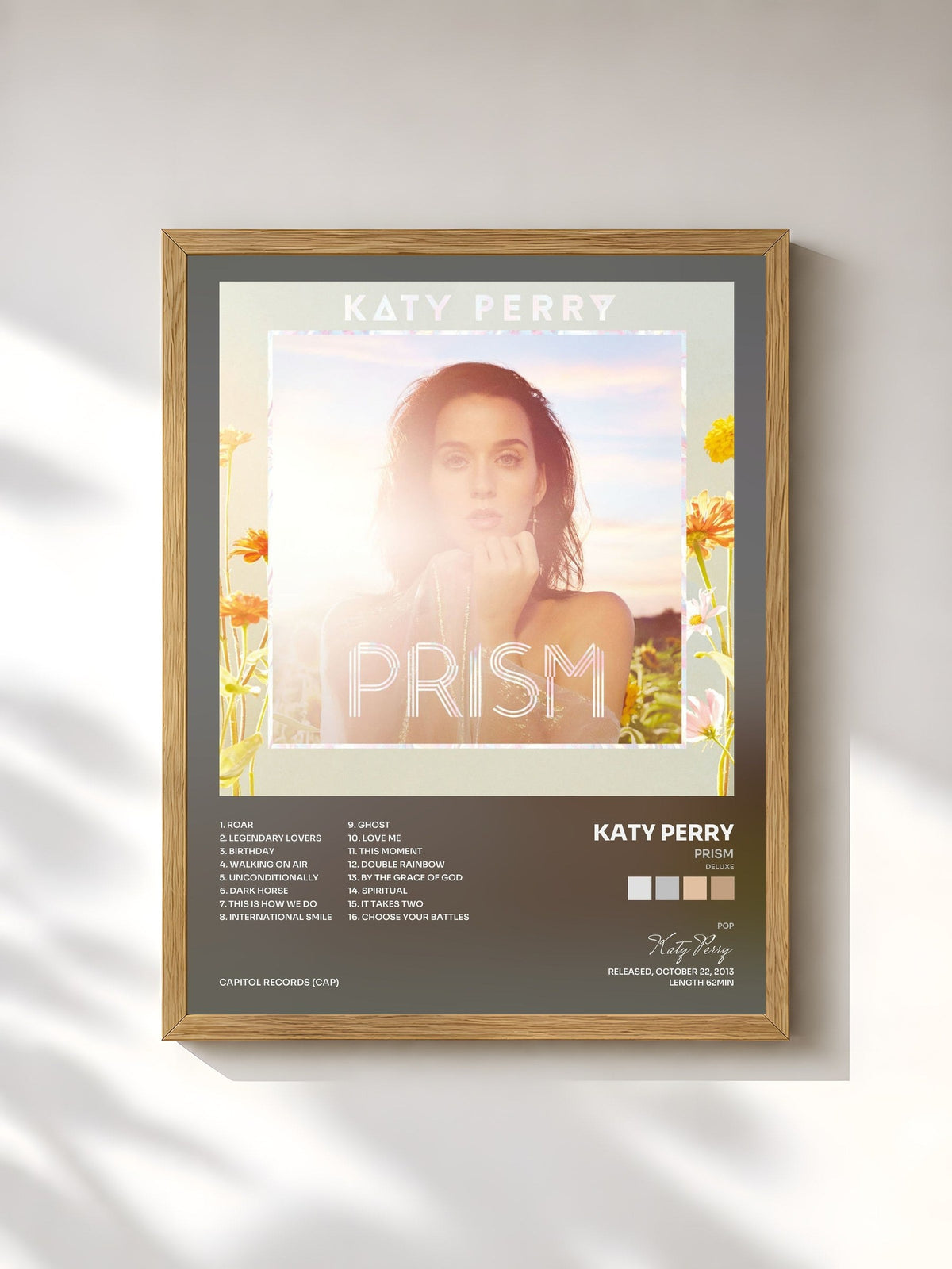 #bois Tableau de l'album PRISM (Deluxe) de Katy Perry, cadre en bois brut, imprimé et encadré en France
