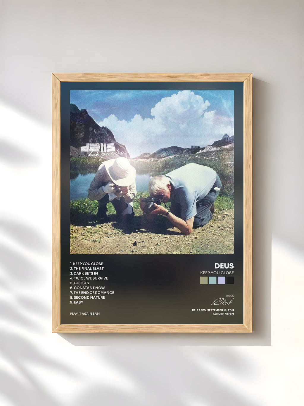#bois Tableau de l'album Keep You Close de dEUS, cadre en bois brut, imprimé et encadré en France
