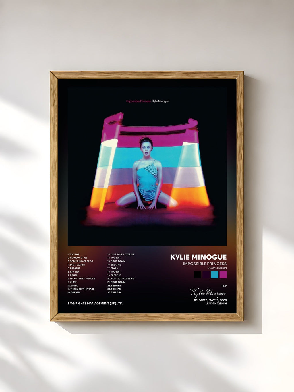 #bois Tableau de l'album Impossible Princess (Deluxe Edition) de Kylie Minogue, cadre en bois brut, imprimé et encadré en France