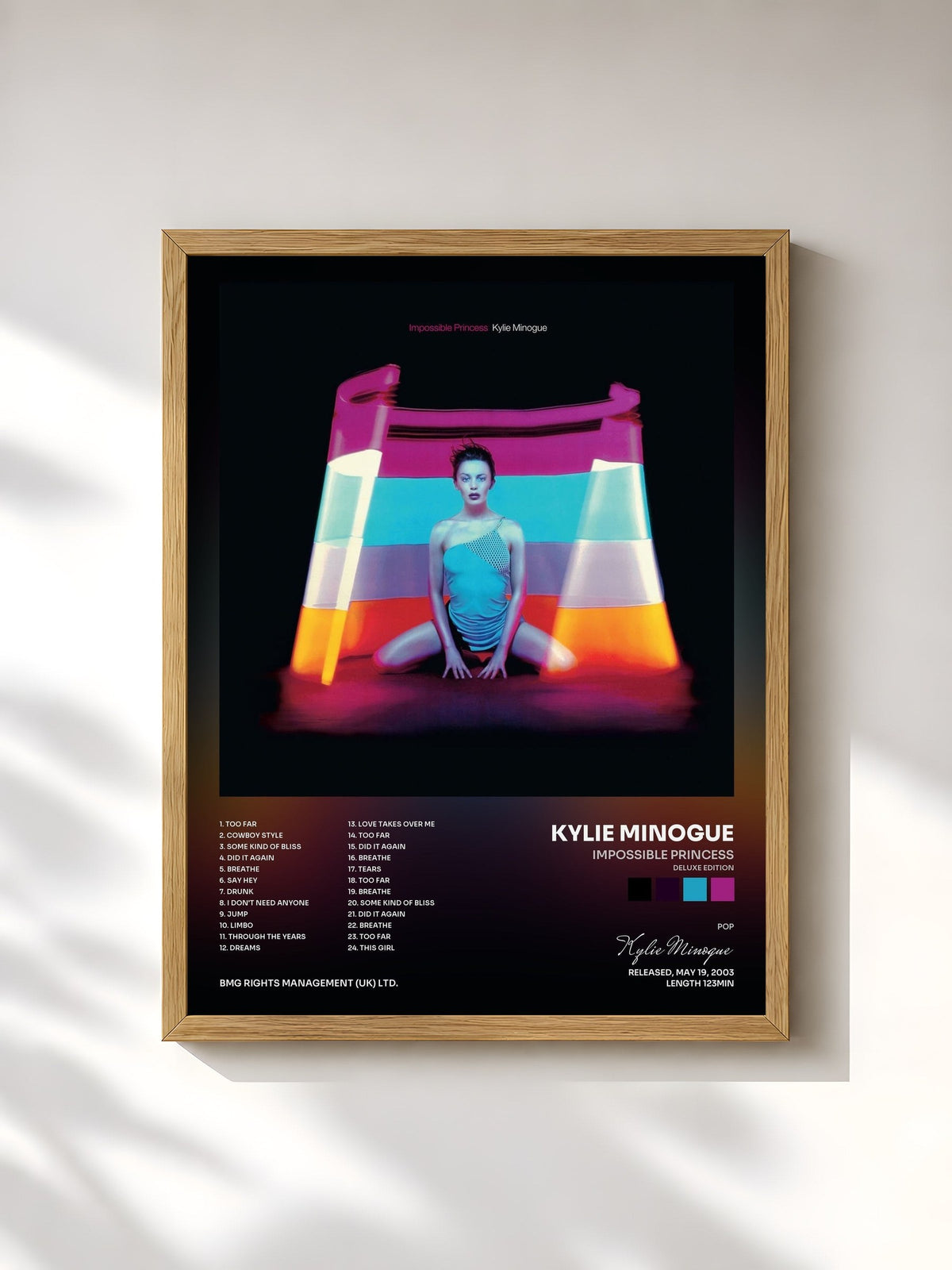#bois Tableau de l'album Impossible Princess (Deluxe Edition) de Kylie Minogue, cadre en bois brut, imprimé et encadré en France