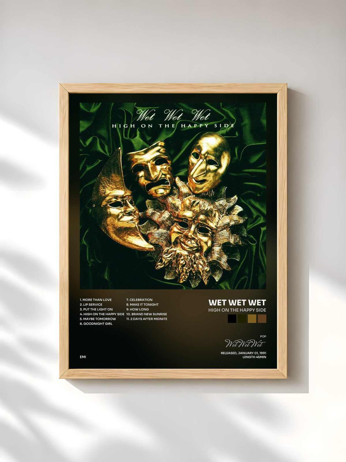 #bois Tableau de l'album High On The Happy Side de Wet Wet Wet, cadre en bois brut, imprimé et encadré en France