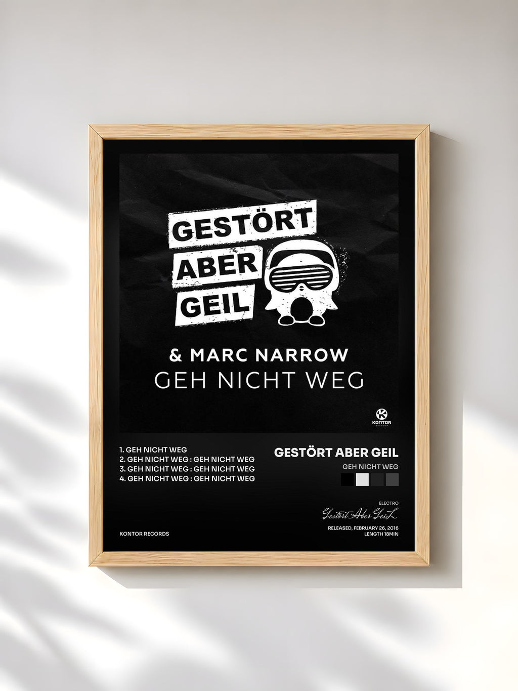 #bois Tableau de l'album Geh Nicht Weg de Gestört Aber GeiL, cadre en bois brut, imprimé et encadré en France