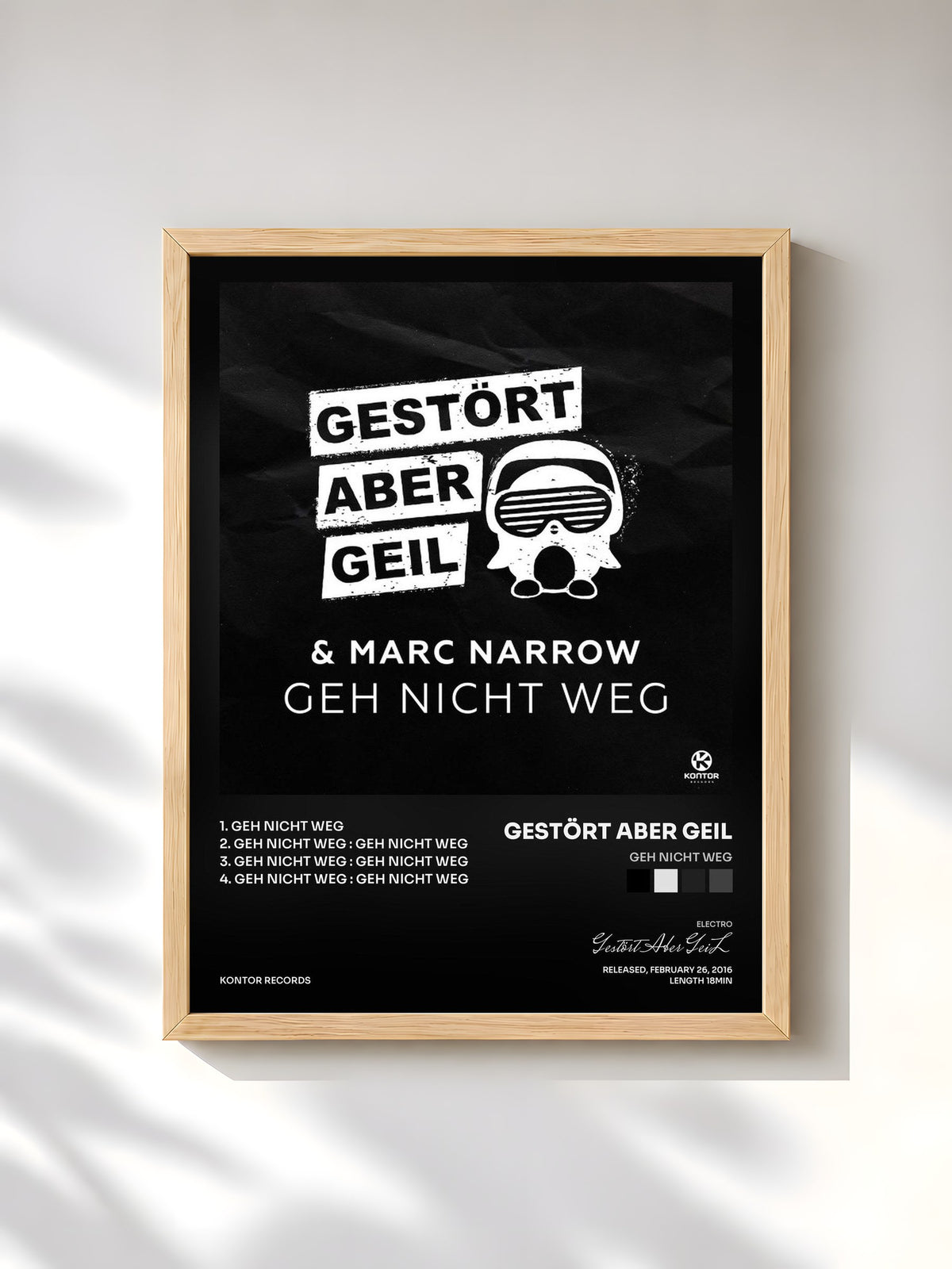 #bois Tableau de l'album Geh Nicht Weg de Gestört Aber GeiL, cadre en bois brut, imprimé et encadré en France